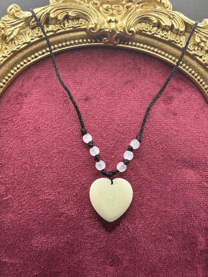 Glowing Heart Necklace | Green Fluorescent Love Pendant | Glows In The Dark | Beautiful Phosphorous Jewelry