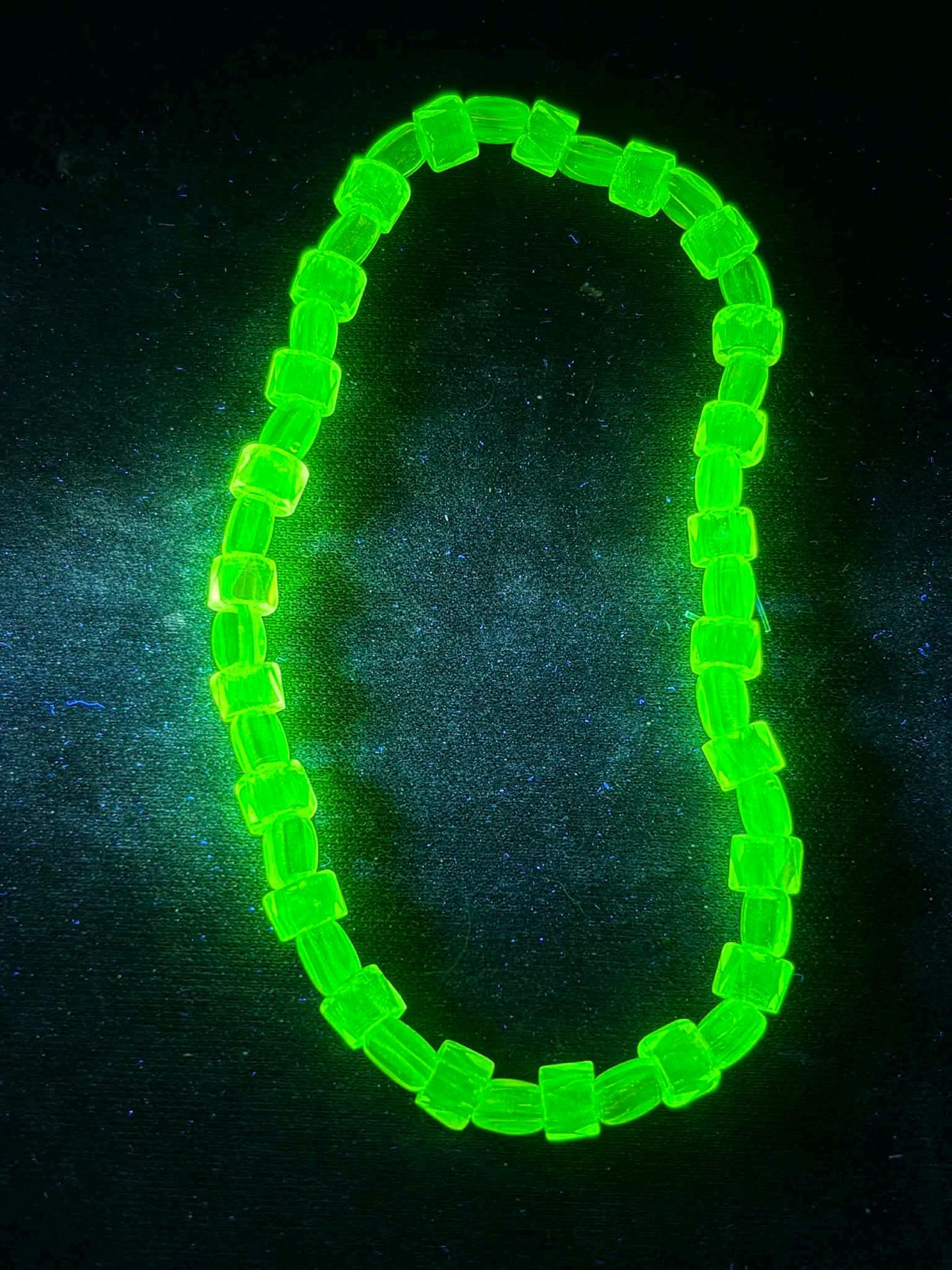 Glow in the Dark Uranium Glass Bracelet | Neon Green Beaded Jewelry | UV Reactive Bracelet | Gothic Alt Accessories | Halloween Jewelry