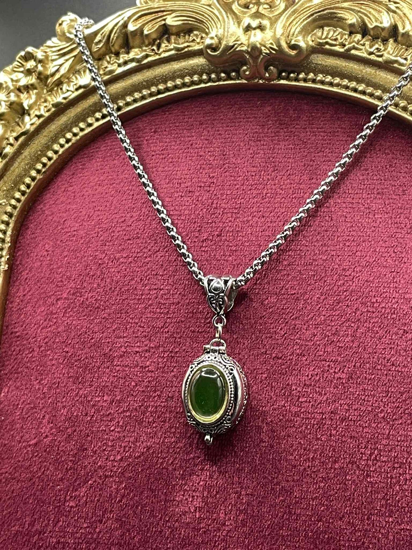 Uranium Glass (Locket) Pendant That Holds Pictures | Openable Yellow Vaseline Amulet | Glows Under UV Light | Gothic Jewelry Necklace