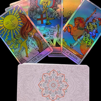 Holographic Tarot by A.E. Waite – 78 Card Rider Waite Smith Deck with Hologram Effect for Tarot Reading & Divination