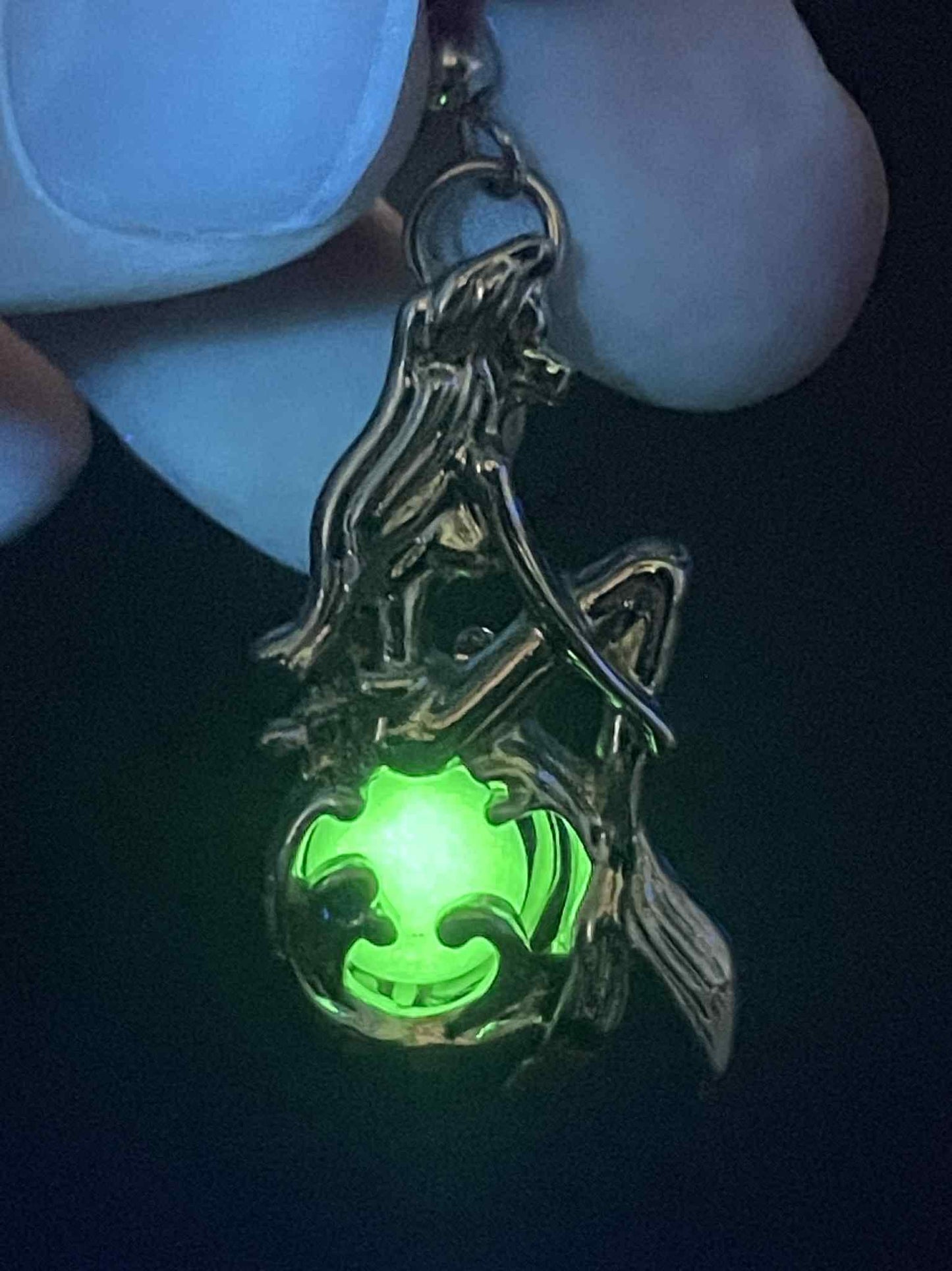 Glowing Green Earrings (Mermaid) | Fairycore Siren | Luminous Jewelry