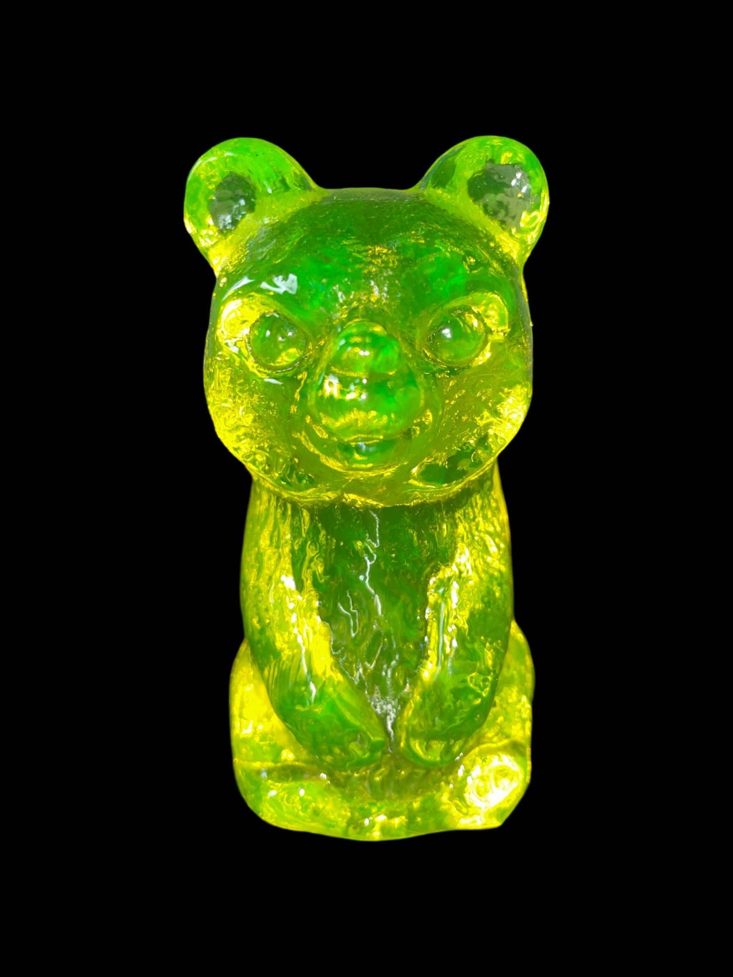 Uranium Glass (Bear) Figurine | UV Glowing Animal | Teddy-Bear Statue