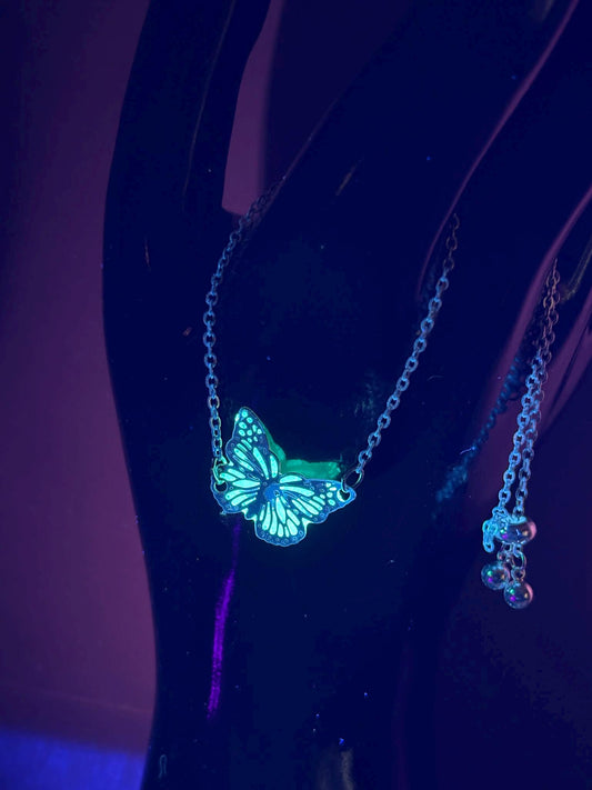 Glowing Turquoise "Butterfly Bracelet" | It Glows In The Dark | Phosphorescent Effect | Adjustable Insect Luminous Jewelry