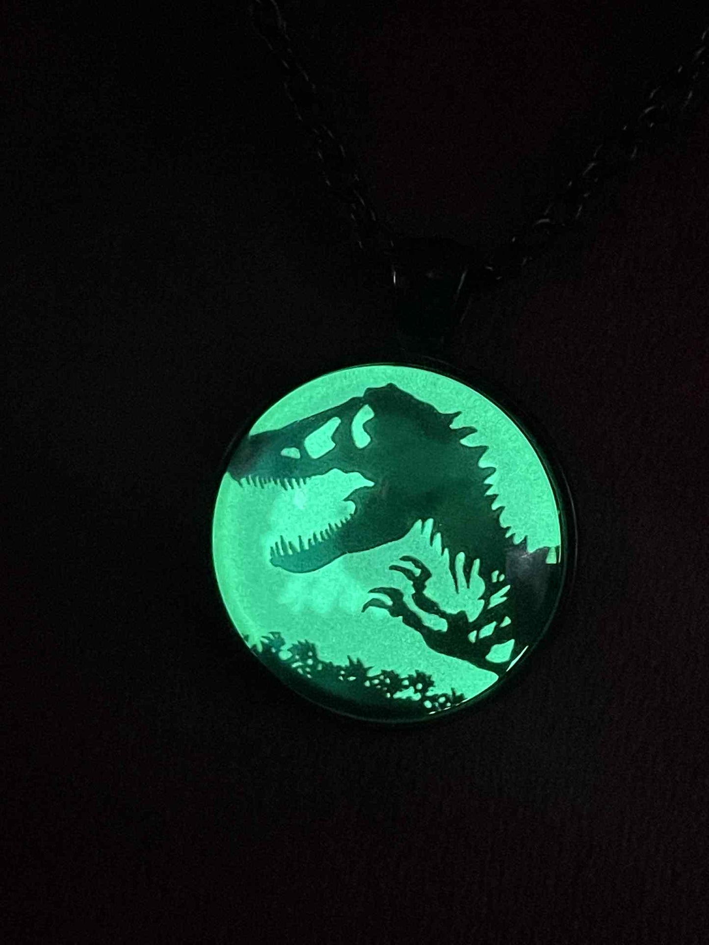 Glowing Round Necklace With Picture | Green Fluorescent Pendant Made of  Phosphorous | Glows In The Dark | Stainless Steel Luminous Jewelry