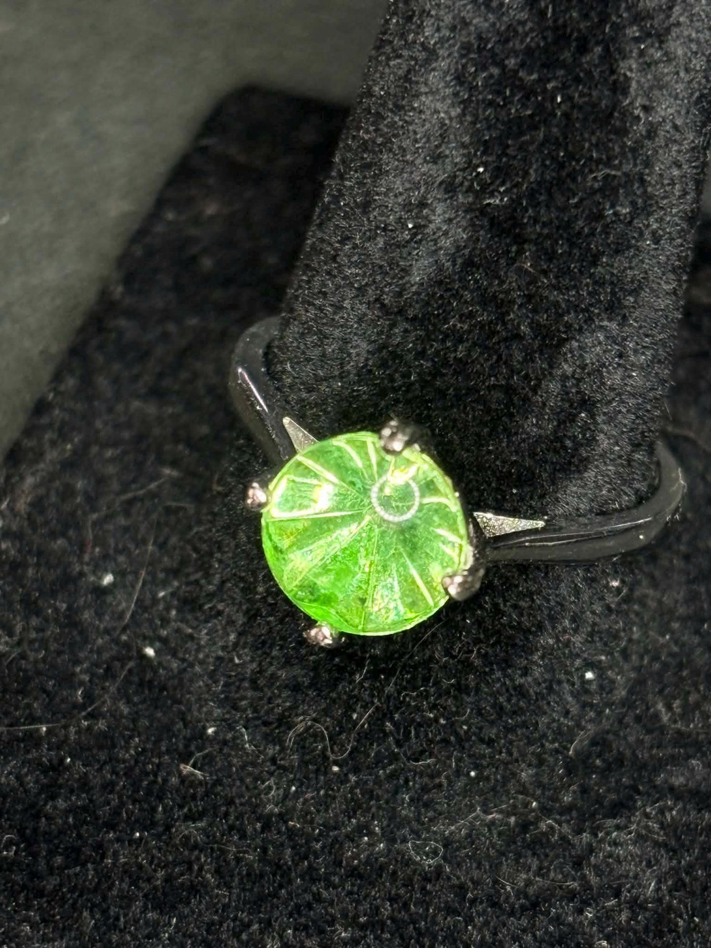 Uranium Glass (Faceted Gem) Ring | Yellow Vaseline Glass | It Glows Under UV Light | Handmade Sterling Silver 925 Jewelry | Handmade Cutted