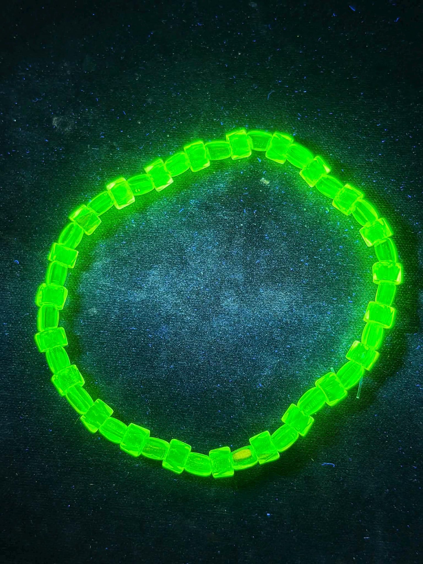 Glow in the Dark Uranium Glass Bracelet | Neon Green Beaded Jewelry | UV Reactive Bracelet | Gothic Alt Accessories | Halloween Jewelry