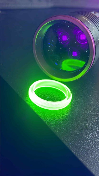 Uranium Glass Round Ring | Yellow Vaseline Glass | It Glows Under UV Light | Custom Sizes O-Ring Jewelry