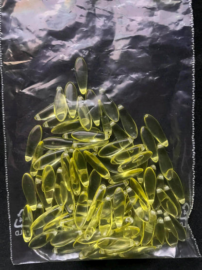 Uranium Glass (Dagger Beads 5x16 mm) Yellow Czech | UV Glowing Reactive Vaseline Glass | 10 pcs for Jewelry Making, DIY Crafts & Supplies