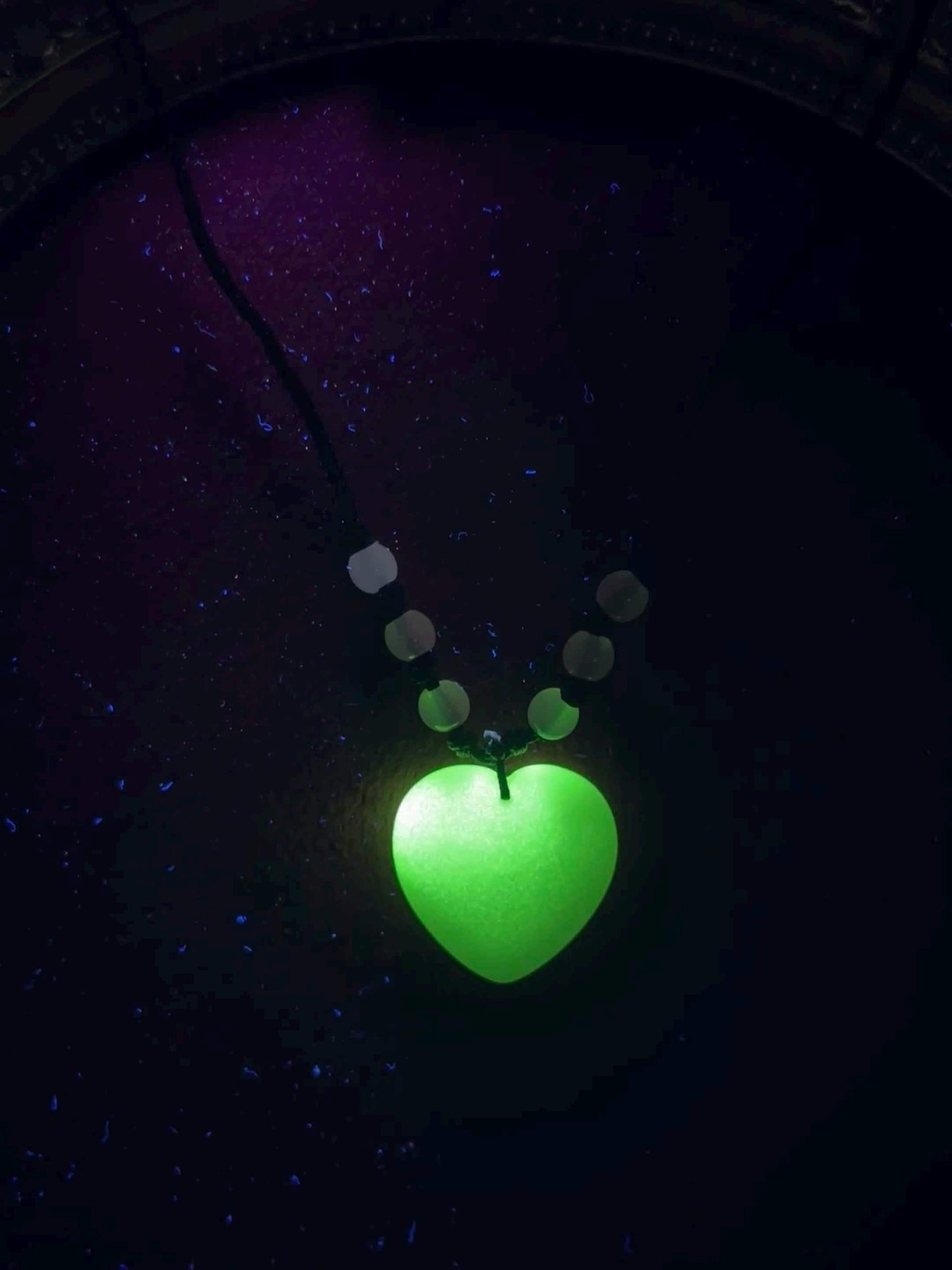 Glowing Heart Necklace | Green Fluorescent Love Pendant | Glows In The Dark | Beautiful Phosphorous Jewelry