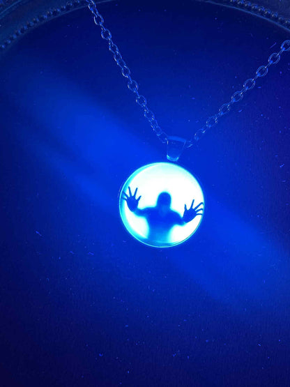 Glowing Round Necklace With Picture | Green Fluorescent Pendant Made of  Phosphorous | Glows In The Dark | Stainless Steel Luminous Jewelry