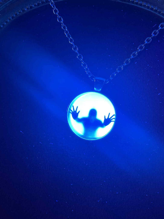 Glowing Round Necklace With Picture | Green Fluorescent Pendant Made of  Phosphorous | Glows In The Dark | Stainless Steel Luminous Jewelry