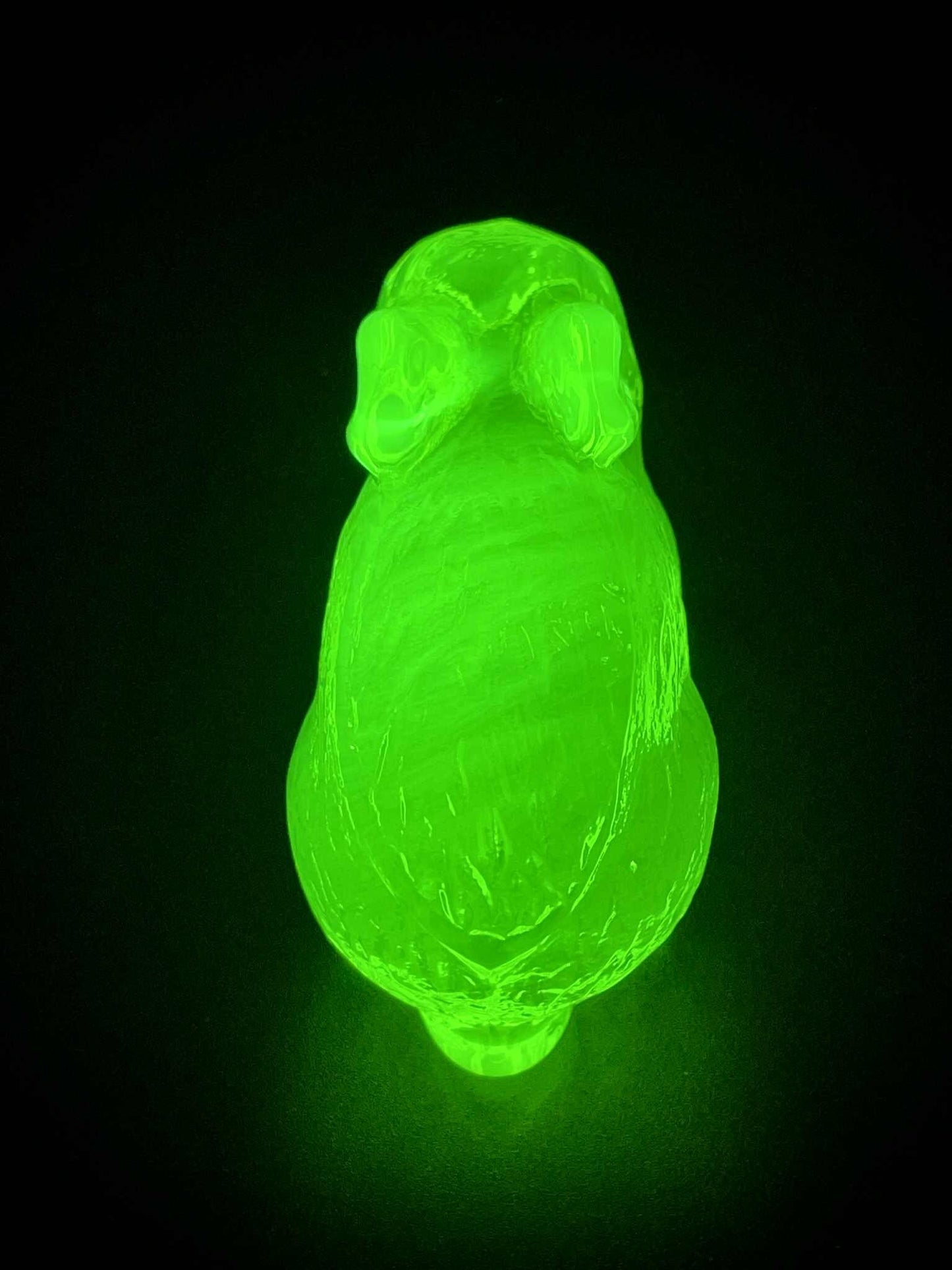Uranium Glass (Rabbit ) Figurine | Glows Green Under UV Light | Cute Bunny Pet Made of Yellow Vaseline Glass | Leporidae Wild Mammal Statue