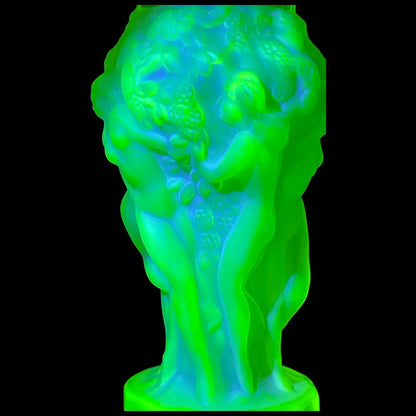 Small Grape Harvest Vase in Uranium Glass | 1930s  Art Deco by Pazourek