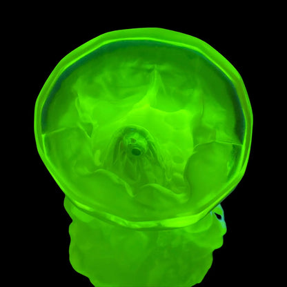 Small Grape Harvest Vase in Uranium Glass | 1930s  Art Deco by Pazourek