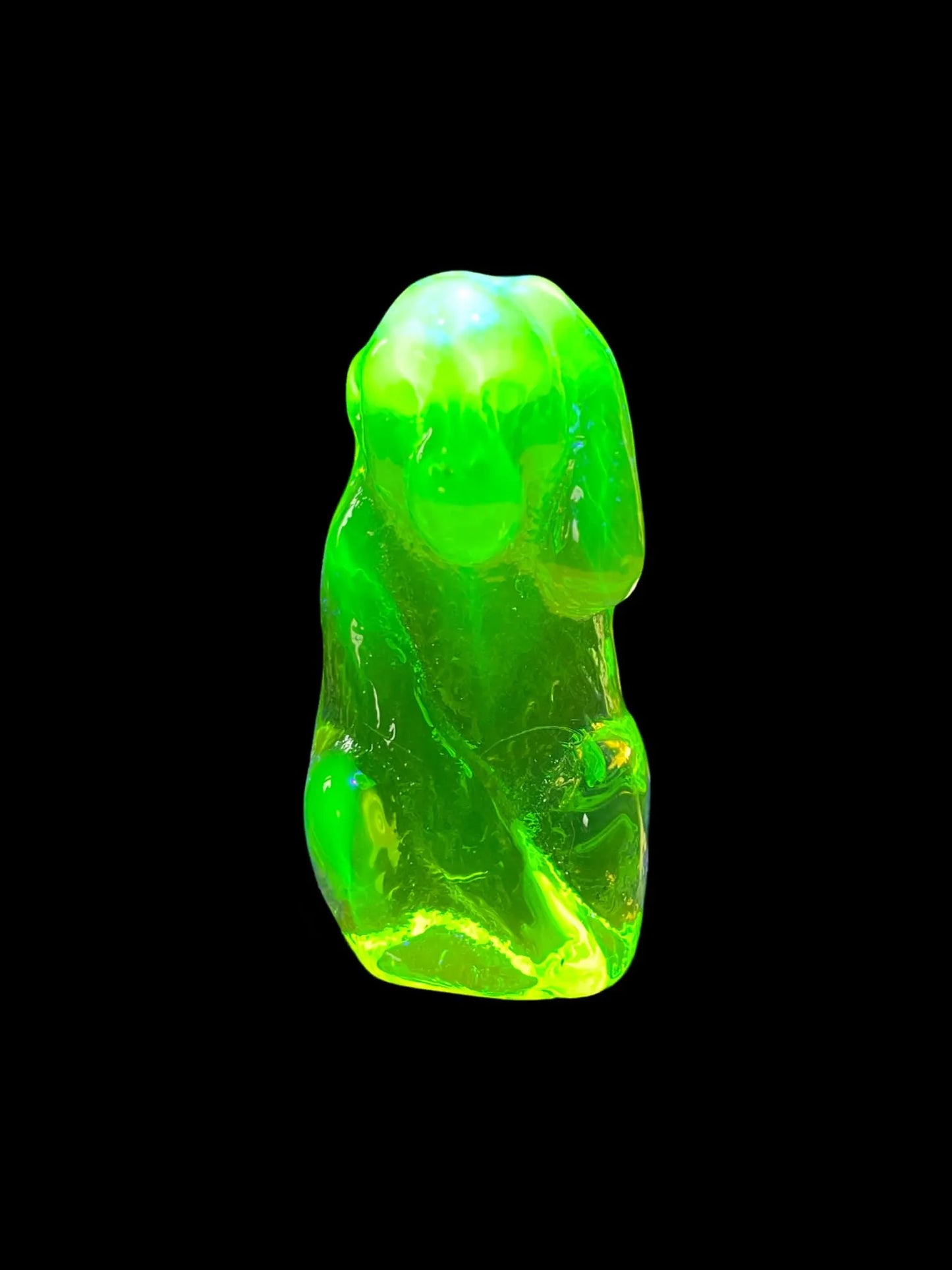 Glowing Monkey Figurine | Uranium Glass | Vaseline Chimpanzee Statue